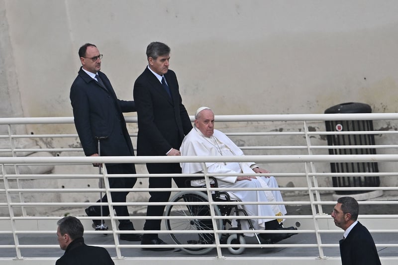 Pope Francis arrive prior the funeral mass of Pope Emeritus Benedict XVI at St. Peter’s square