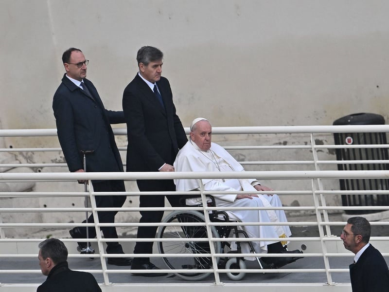 Pope Francis arrive prior the funeral mass of Pope Emeritus Benedict XVI at St. Peter’s square