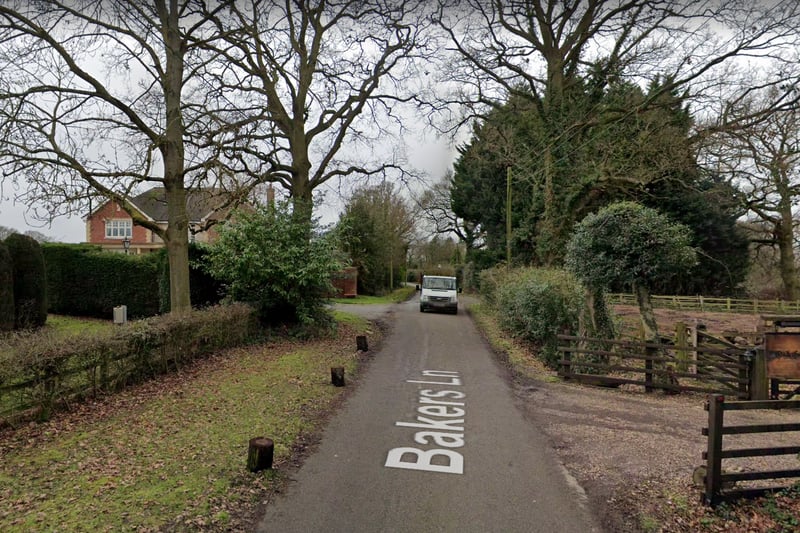 Bakers Lane in Solihull is priciest, with houses costing an average £2,341,000, according to Halifax. According to RightMove, the most expensive house that sold here was worth £4,800,000. It was sold in March 2022. One house is available for sale on Bakers Lane currently for £2,500,000. (Photo - Google Streetview)