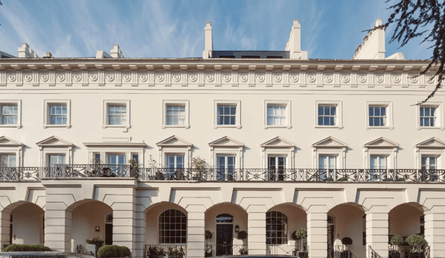 The outside of the six bedroom property in Hanover Terrace, London