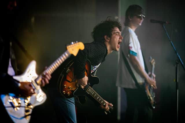 Irish indie rock band Inhaler with lead singer and guitarist Elijah Hewson (son of Bobo) perform on stage on the third day of the Pinkpop music festival in Landgraaf, on June 19, 2022. - Netherlands OUT (Photo by Paul Bergen / ANP / AFP) / Netherlands OUT (Photo by PAUL BERGEN/ANP/AFP via Getty Images)