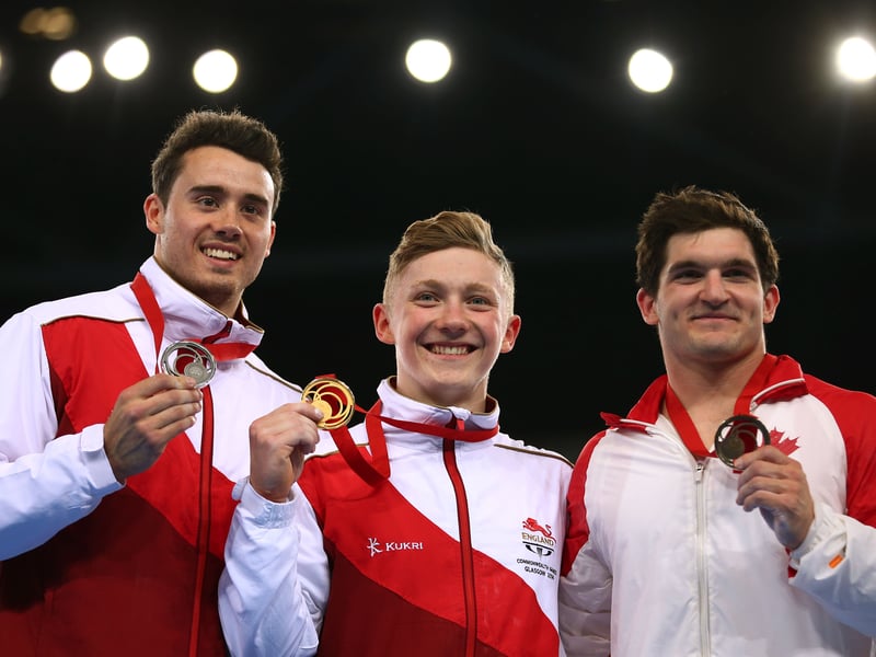 Nile Wilson took his first individual Commonwealth gold medal for his Horizontal Bar with a score of 14.966.