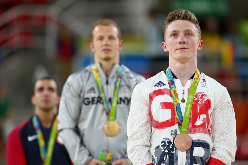 Nile Wilson became the first British gymnast to achieve a bronze medal on the horizontal bar event with a score of 15.466.