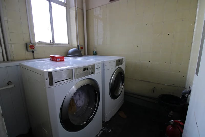 The shared laundry area