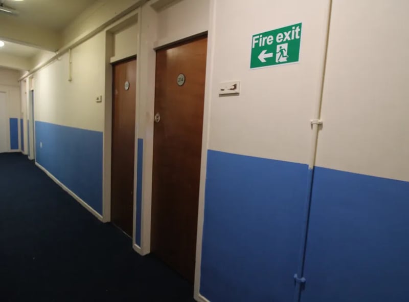 The hall way in the block of flats near Manchester city centre