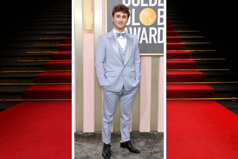 Gabriel LaBelle wore a powder blue suit, complete with complimentary bow tie.