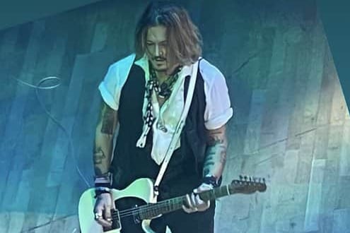 Johnny Depp performs with Jeff Beck at Symphony Hall Birmingham