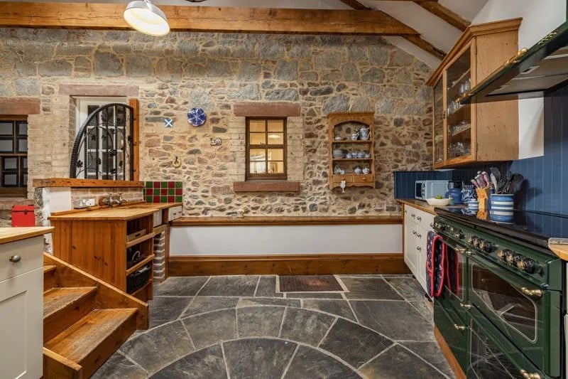 Exposed stonework inside the property’s kitchen area 