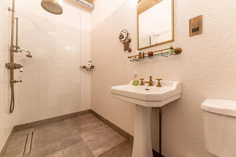 Bathroom with shower cubicle.