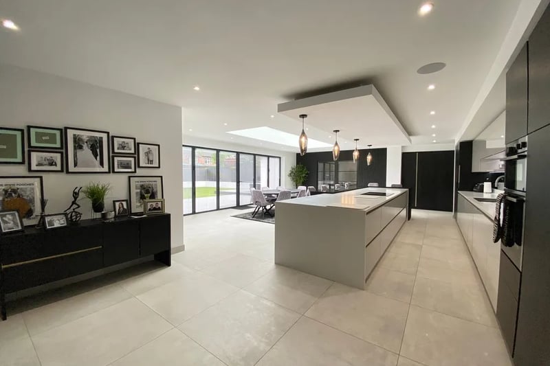 The spacious kitchen area and dining area finished to a high-standard