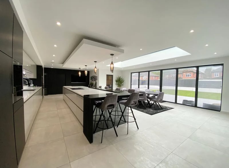 The spacious kitchen and dining area 