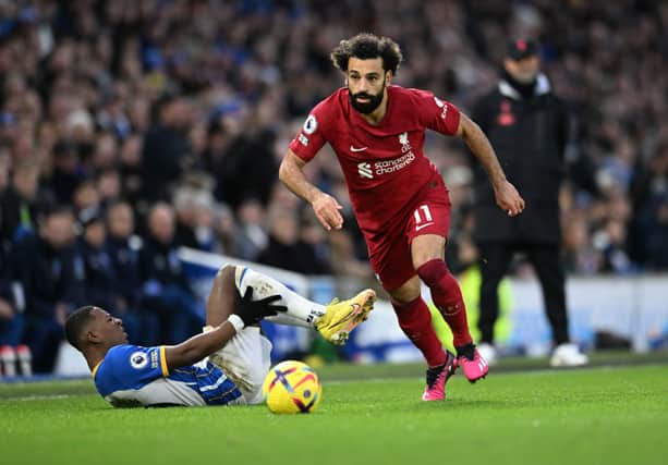 Mohamed Salah of Liverpool  during the Premier League match (Photo by Andrew Powell/Liverpool FC via Getty Images)