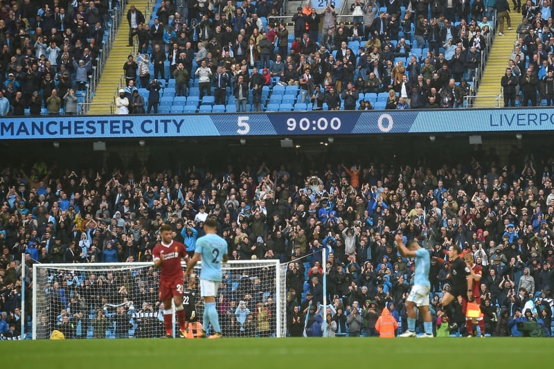 In the season where City became the first team in Premier League history to reach 100 points, Liverpool were one of their many victims, and they felt the full force of Pep Guardiola’s side early on in the season.  An early red card for Sadio Mane left Liverpool exposed and City made them pay with goals from Sergio Aguero, Gabriel Jesus and Leroy Sane in what was a dismal afternoon at the Etihad Stadium.