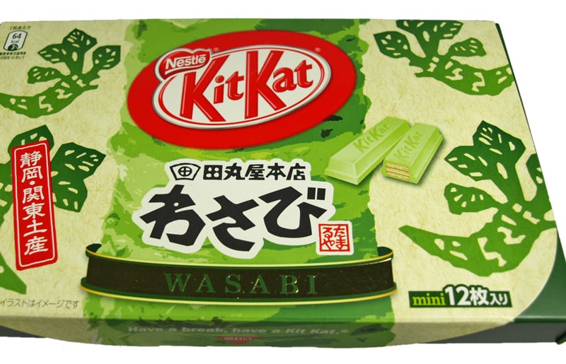 In Japan, Kit Kat is available in the Wasabi flavour. It is usually sold only in the Shizuoka prefecture and are made with the wasabi of Tamaruya Honten. The flavour is a mix of mild horseradish, hot-kicking wasabi, and a sweet Kit Kat white chocolate. (Photo - Bodo/flickr)