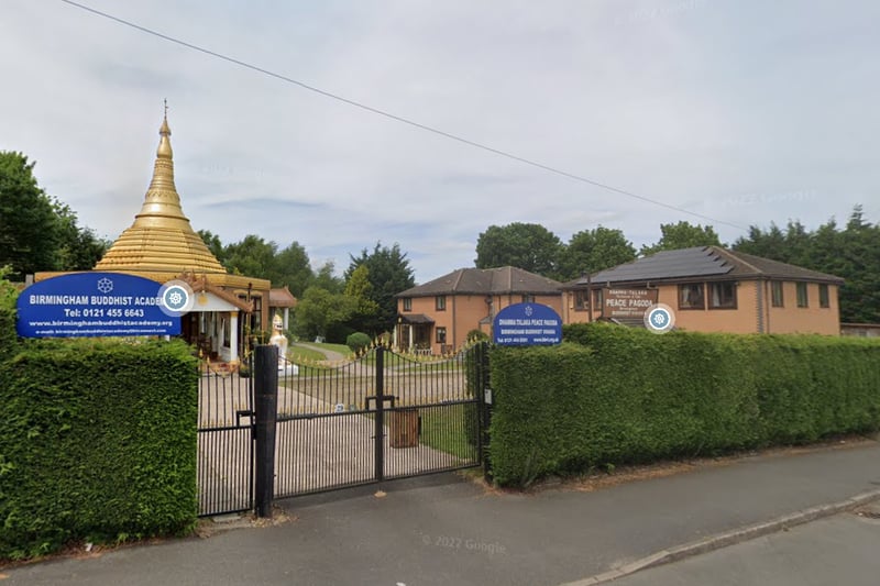 The Peace Pagoda or the Dhamma Talaka Pagoda in Edgbaston opened in 1998. It was planned by scholar and meditation teacher, Aggamahapandita Rewata Dhamma to enshrine the Buddha relics of the former Burmese royal family. (Photo - Google Street View)