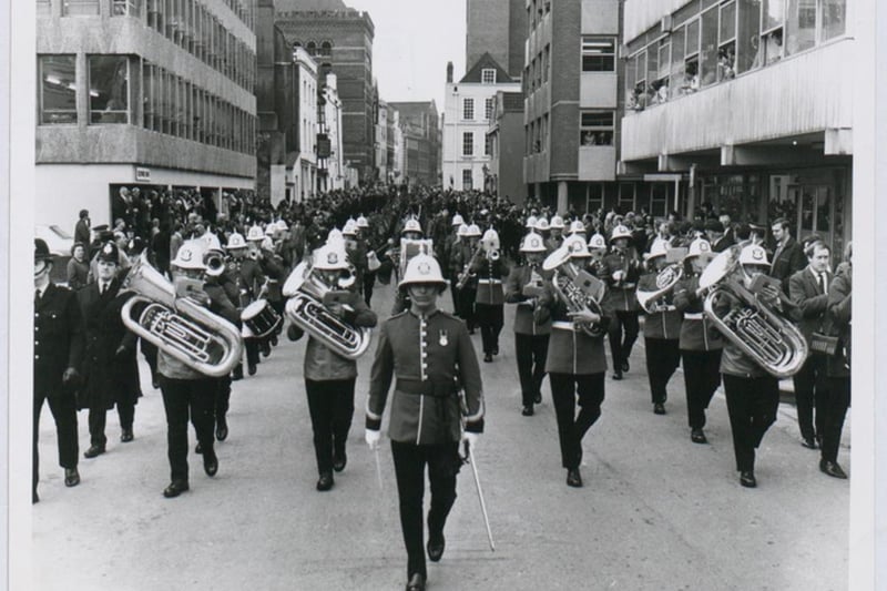 Bristol City Centre in August 1973 during the celebrations to mark the 600th anniversary of the granting of the charter by King Edward III which gave Bristol the right to call itself a County.