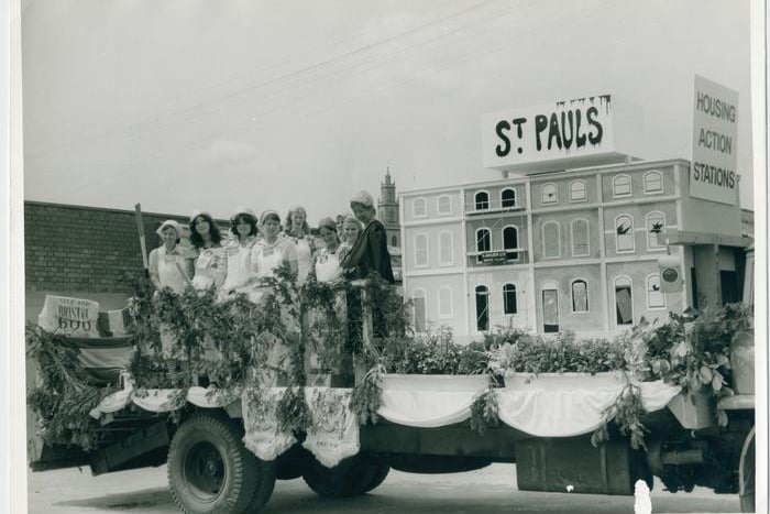 A group of women travel on a float during the 1976 St Paul’s Carnival. The event first began in 1968.