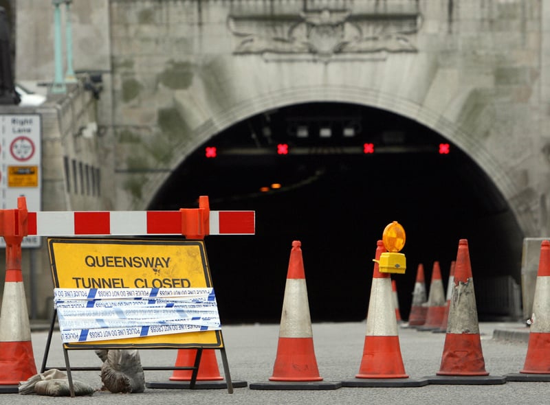 The Queensway Tunnel is closed for 24 hours after a strike action by council workers in March 2006. More than one million local authority staff in Britain went on strike in a pensions dispute that closed schools and caused travel chaos in what unions said was the biggest walk-out in 80 years.