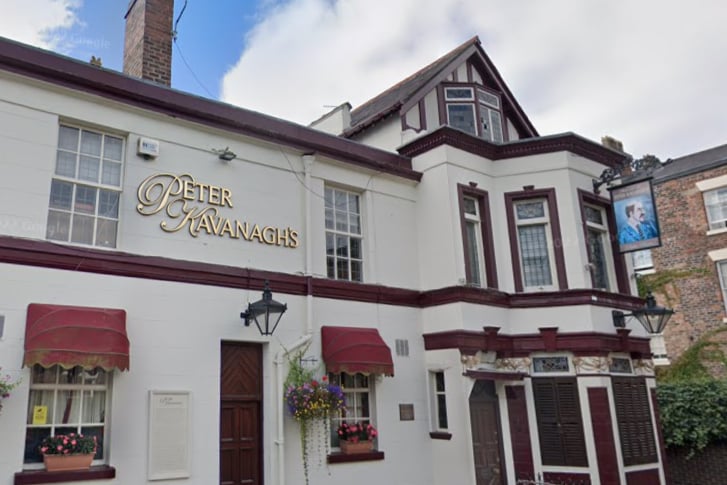 Peter Kavanagh’s is a Grade II listed pub named after its former landlord. Peter Kavanagh was the licensee from 1897 to 1950. Formerly the Grapes, it was renamed in 1978, in his honour. It was originally built in 1844, as the Liver Inn.