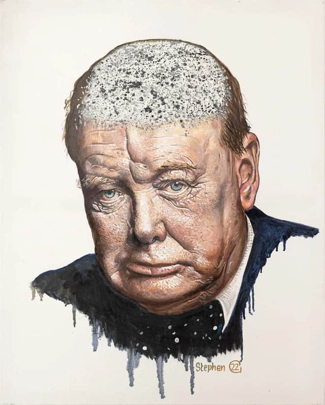 Winson Churchill painting by Birmingham artist Stephen Rea