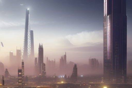 The prompt for this image was “futuristic Manchester with a view of the Beetham Tower.” It looks like the Manchester landmark may have some competition in the future. Created using NightCafe.