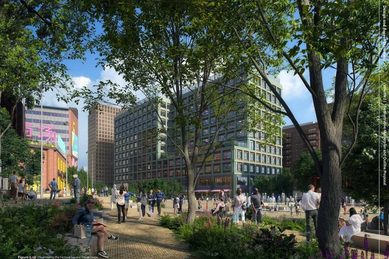 Now new office spaces, markets, a roof garden, shops, a pub, and two new public squares will form part of a new city quarter in the southern parts of the city.