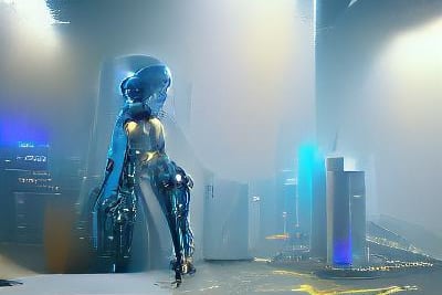 A humanoid robot woman in Birmingham by NightCafe