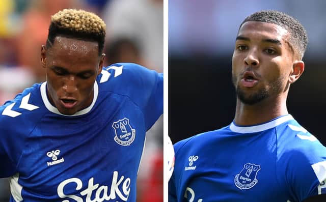 Yerry Mina, left, and Mason Holgate. Picture: Getty Images