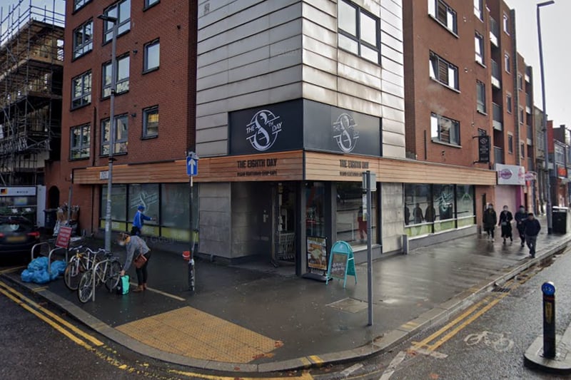 Eighth Day is one of the first vegan and vegetarian shops in Manchester. Run as a cooperative, upstairs sells organic produce and health foods, and there’s a cafe downstairs. It has had several locations but has now made its home on Oxford Road. Credit: Google Maps