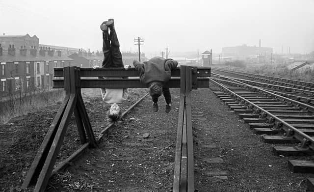 Boys on the rail track Bolton 1970s Credit: Don Tonge _ British Culture Archive
