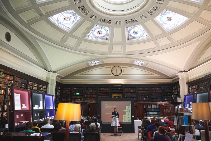 On the first floor above a pub inside an old bank on Mosley Street, accessed through an unassuming side door, is the stunning Portico Library, built in 1806 and a centre of learning and culture ever since. Photo: Christian Dyson