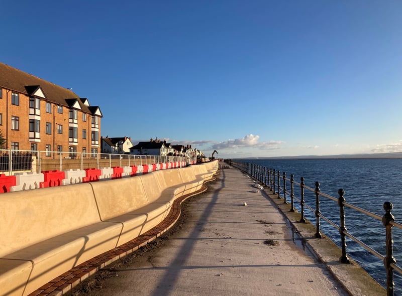 Precast Units With Block Edging, West Kirby Sea Wall - January 2023. 