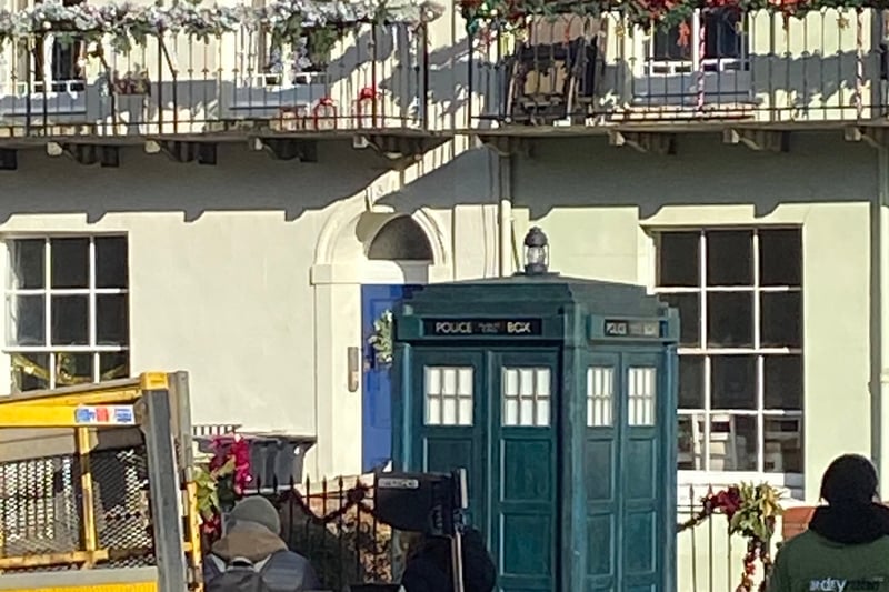 The iconic Doctor Who tardis arrives in Frederick Place, Clifton