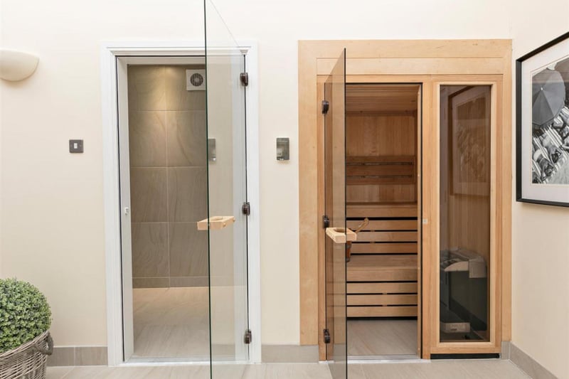 A sauna next the spa room.
