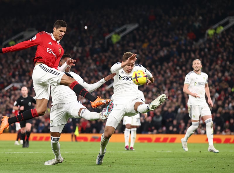 Not at his best at the heart of defence. Varane popped with three chances in the Leeds penalty area.