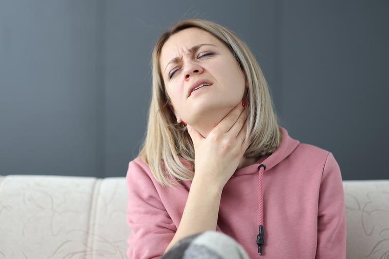 Found in 34% of cases. Many people infected with Covid have reported developing a hoarse or croaky voice before starting to feel unwell. Studies have found there is a connection between Covid and vocal cord mobility, with the infection increasing the risk of vocal cord paralysis due to peripheral nerve damage. This is often an early sign of infection and will usually give way to a sore throat.