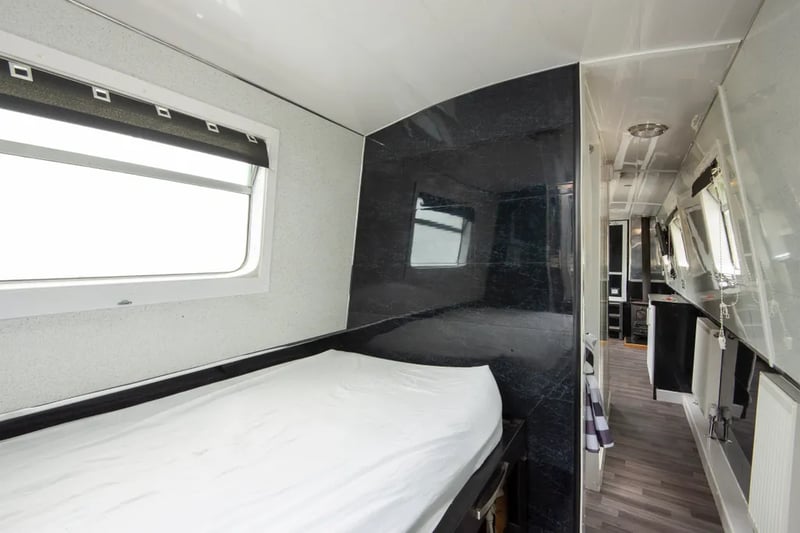 The sleeping area inside the boat