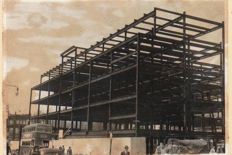 This picture, taken from Horsefair, shows the bones of the Jones and Co store (later Debenhams) as construction starts to take hold. 