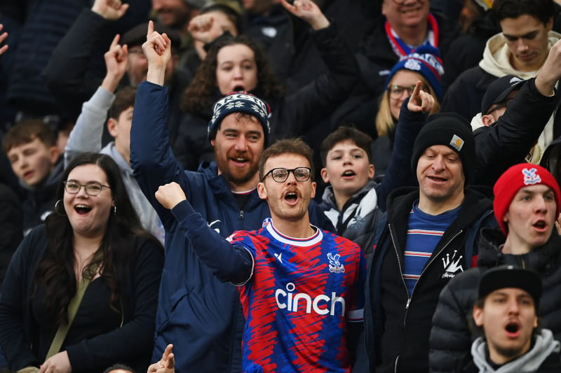 Crystal Palace fans show their support during the Premier League match