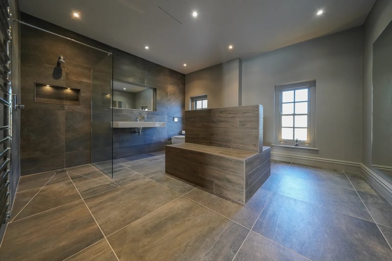 A spacious shower room.