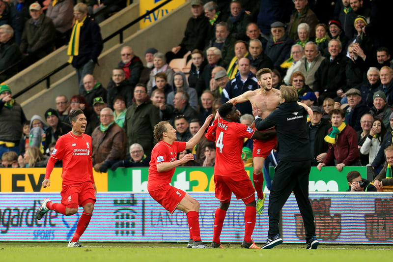 Early in Klopp’s Liverpool career his side played out a PL classic away at Carrow Road. A last-gasp winner from Adam Lallana saw Liverpool take all three points in added-time, but it also saw Klopp lose his glasses in the celebrations - what a game!