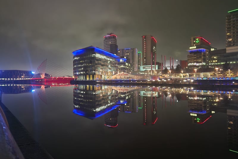 Head down to the Quays in the evening and see the city lights reflected in the water. There are plenty of vantage points in the area, including several bridges, where you can see both MediaCity and Manchester city centre. Credit: Stefan Jajecznyk