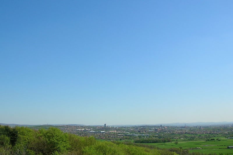 There are great views of both Oldham and Manchester from Tandle Hill, Royton. Credit: Tony Grist, via Wikimedia Commons