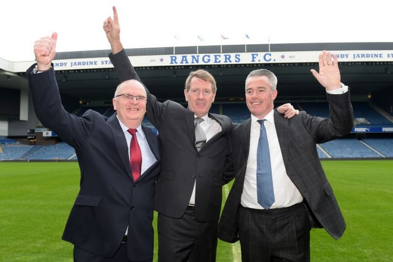 Paul Murray (right) alongside Dave King (centre) and John Gilligan in March 2015 after being appointed as non-executive directors of Rangers International Football Club (RIFC) plc