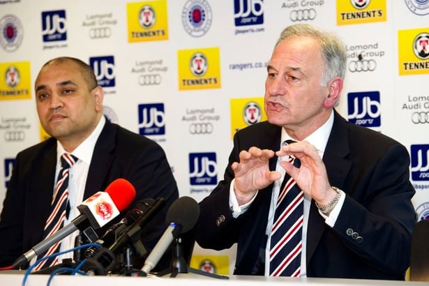 Charles Green (right) and Imran Ahmad address the media after taking control of Rangers in June 2012