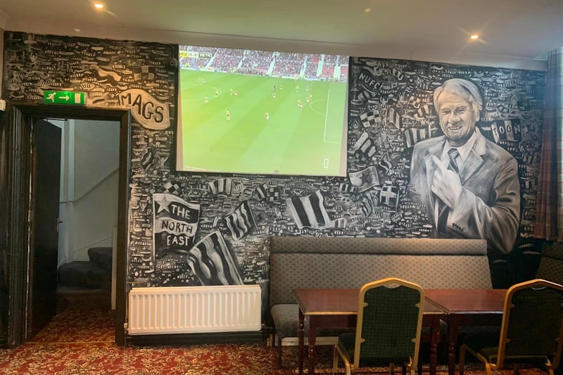 Imogen also does artwork on interiors, such as this Sir Bobby tribute at The Bird Inn.