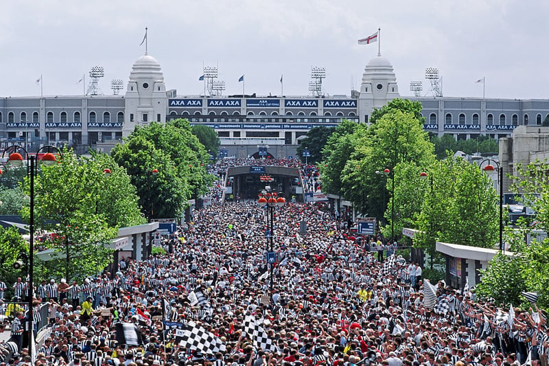 Wembley Way was awash ahead of the final as Magpies supporters made their way towards the famous towers.