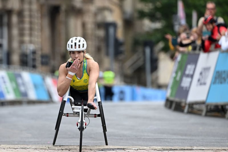 Birmingham 2022 featured eight para sports and 19 para sports making it the biggest sports programme ever for a Commonwealth Games.Here’s Gold medalist Australia’s Madison de Rozario crossing the finish line to win the para-women’s T53/54 marathon final on day two on July 30