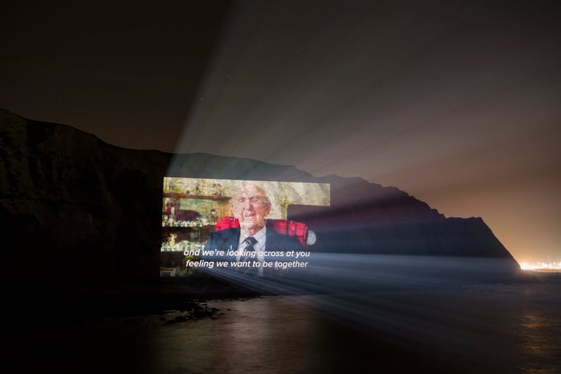 The group projected a video of ex World War Two veteran Sid talking about the prospect of Brexit on the side of the White Cliffs of Dover in January 2020. This was said to be a love letter to the EU.