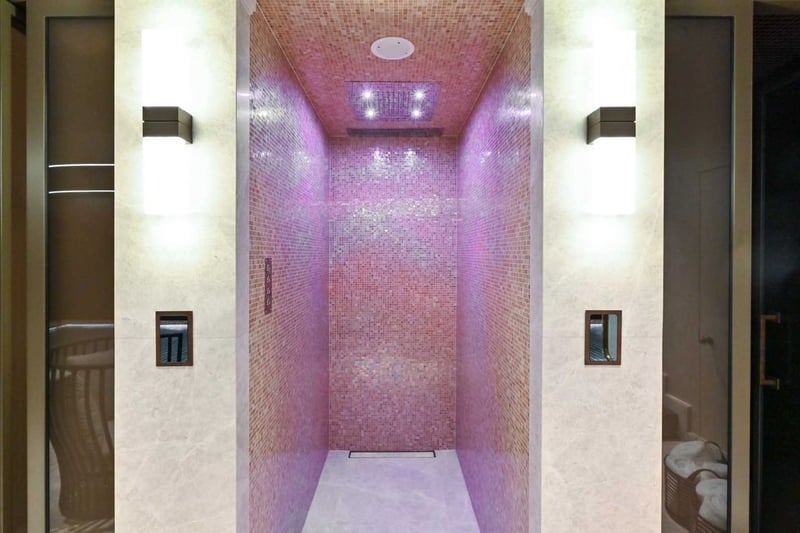 The shower inside the spa area